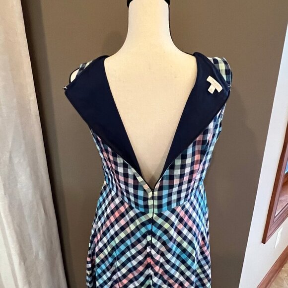 Talbots Checkered Pastel Gingham Sleeveless Penafore Retro 60's Dress, Size 12 - Picture 5 of 12